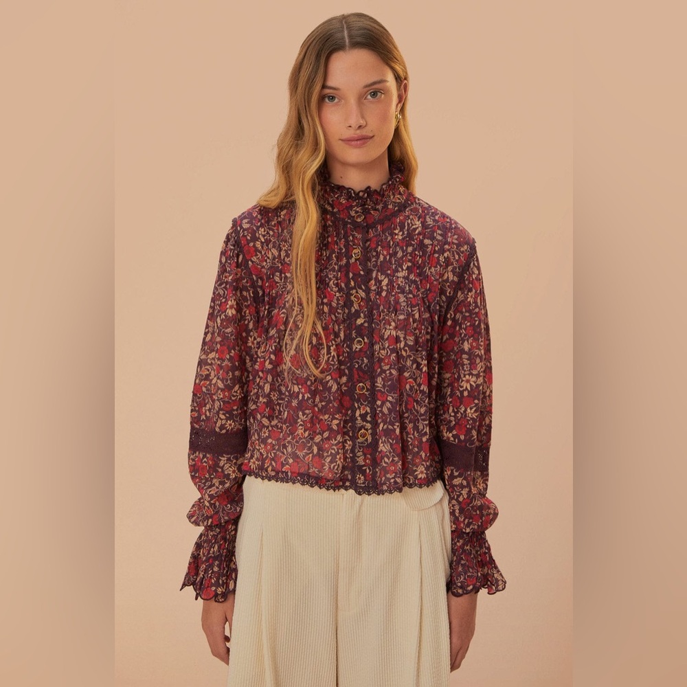 FARM Rio Purple Chelsea Garden Long Sleeve Blouse